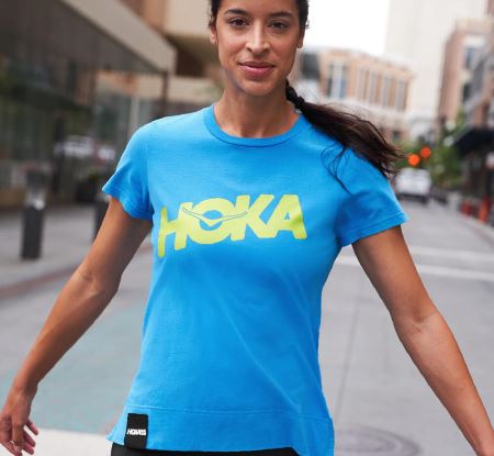 Hoka One One Brand Tee Dama - Top Albastri | RO-a6DWWzT